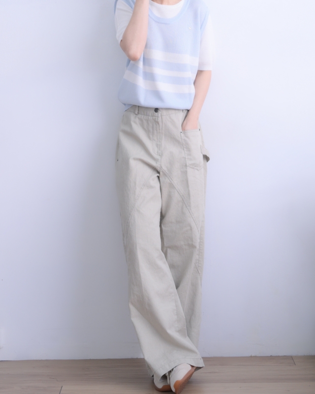 韓 假兩件式粗條上衣 3色 size