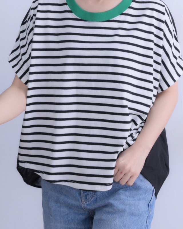 韓 背拼布條文上衣 3色 size