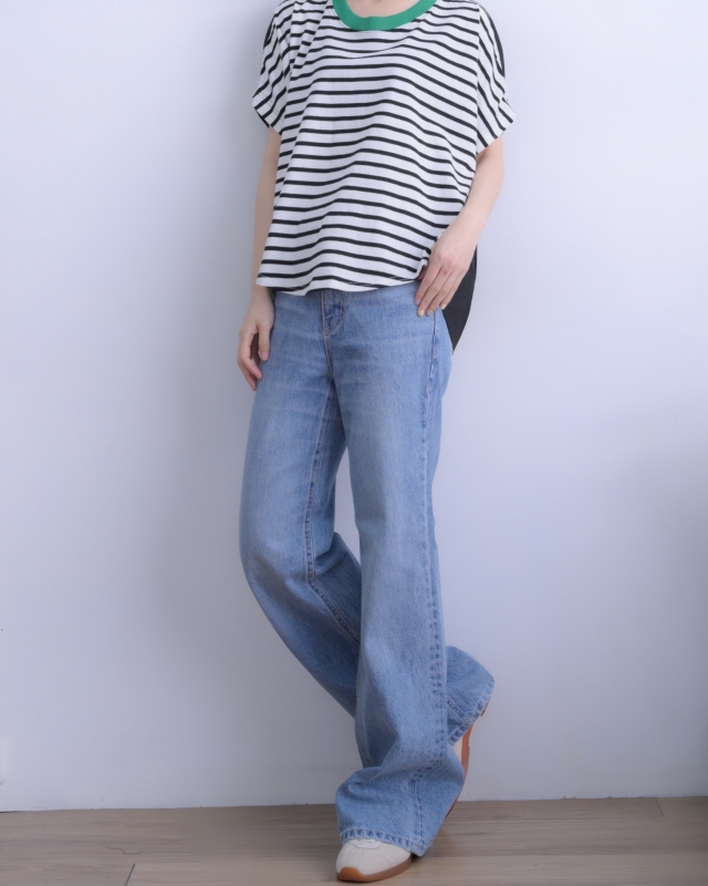 韓 背拼布條文上衣 3色 size