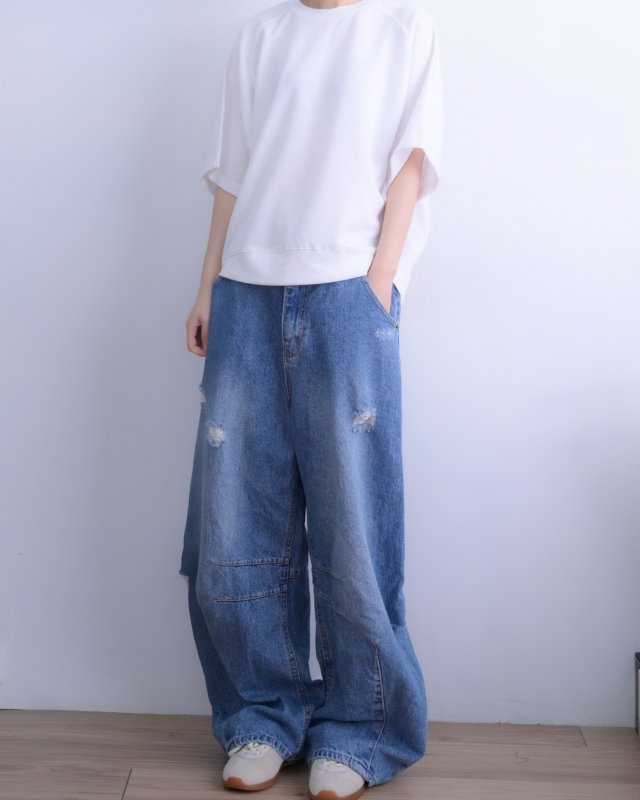 韓 素色前短後長上衣 2色 size
