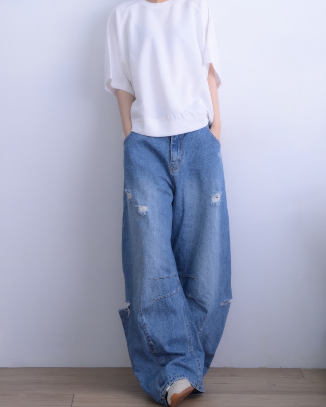 韓 素色前短後長上衣 2色 size