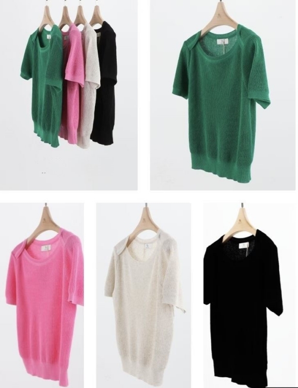 韓 造型領針織上衣 4色 size