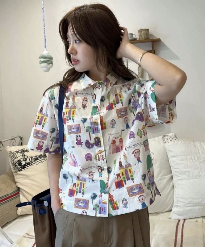 韓 Q板手繪風襯衫 size