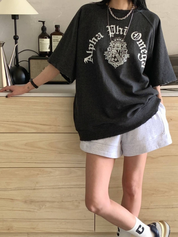 韓 圖騰英文字上衣 3色