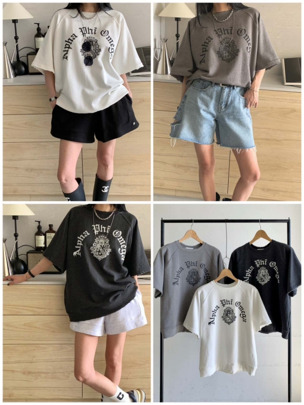 韓 圖騰英文字上衣 3色