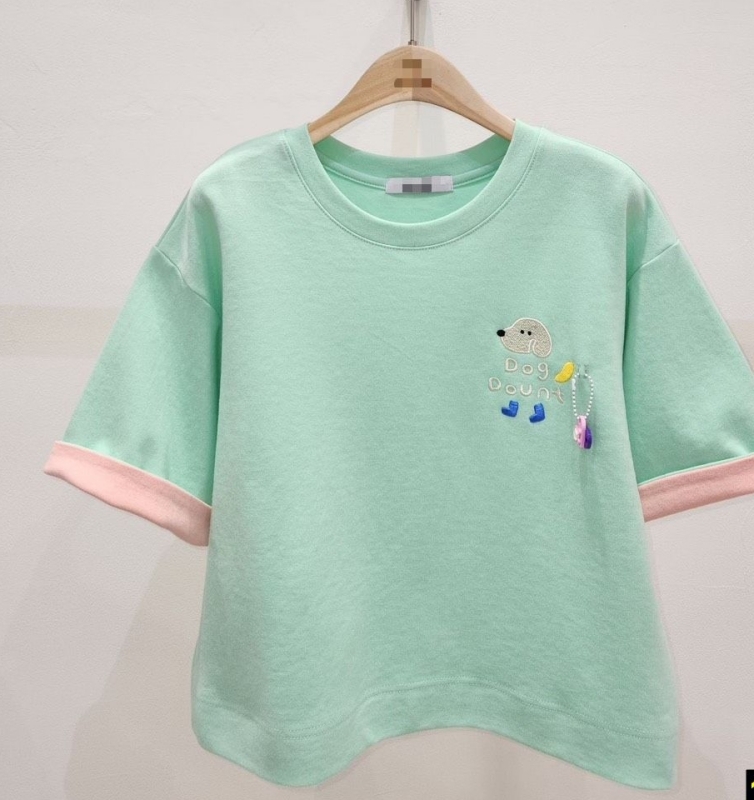 韓 袖配色狗狗上衣 2色 size
