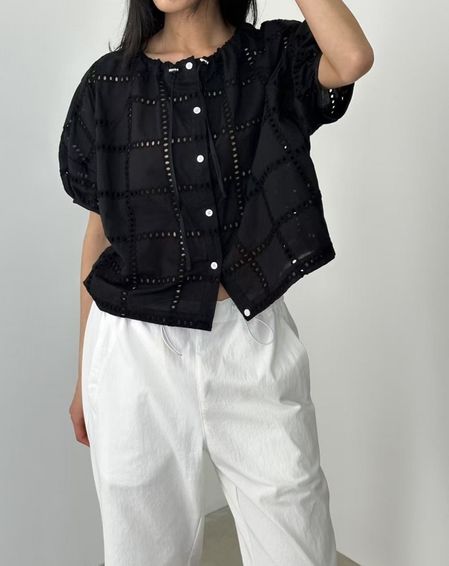 韓 燒花綁帶上衣 4色 size