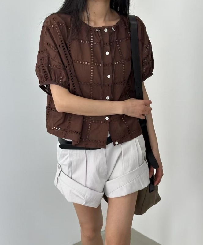 韓 燒花綁帶上衣 4色 size