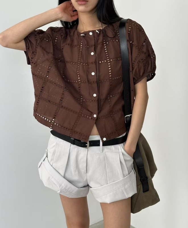 韓 燒花綁帶上衣 4色 size