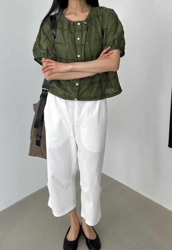 韓 燒花綁帶上衣 4色 size