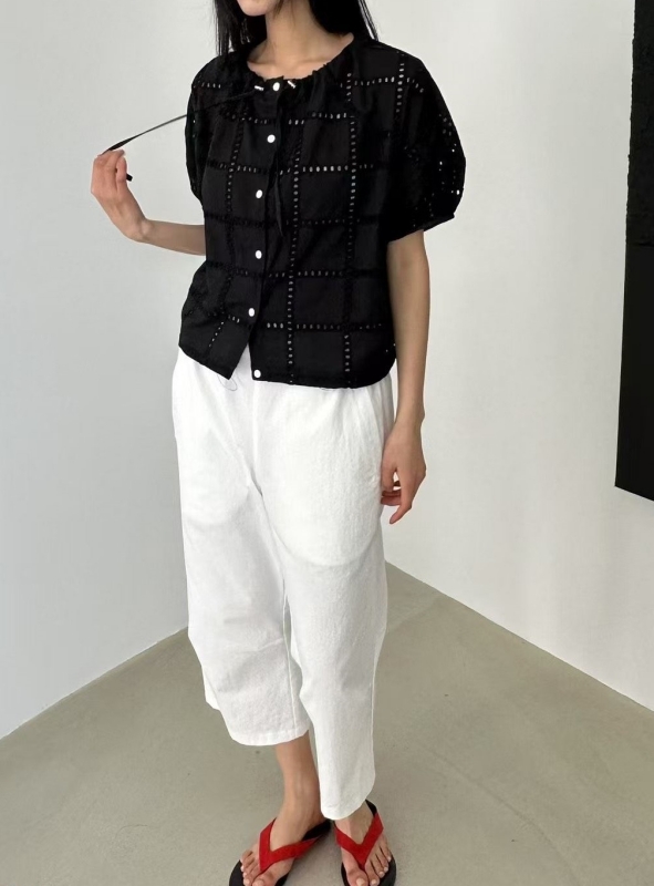 韓 燒花綁帶上衣 4色 size