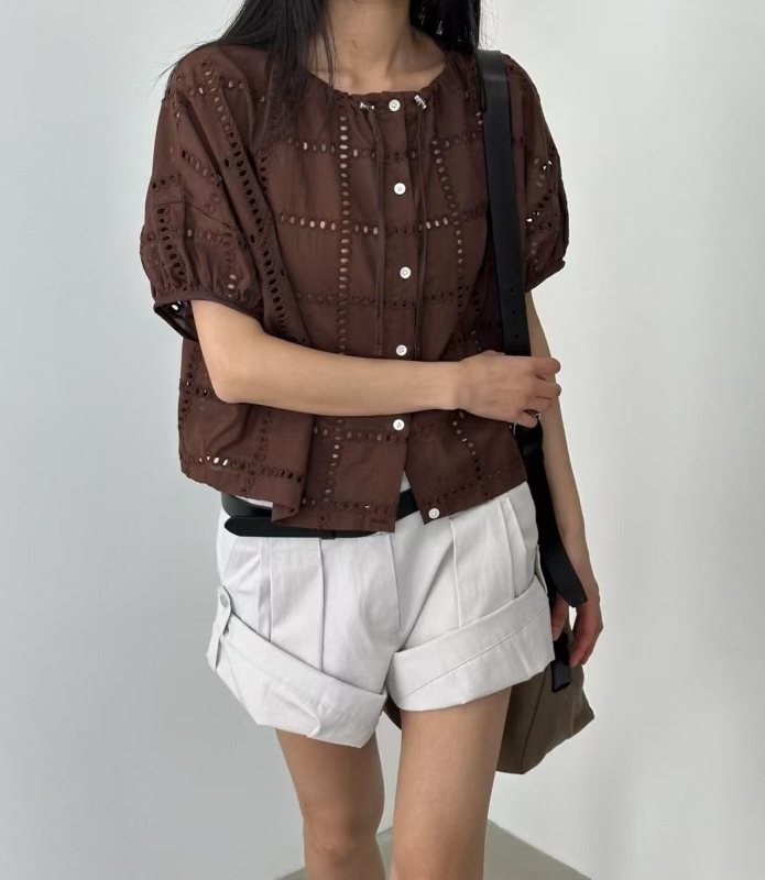 韓 燒花綁帶上衣 4色 size