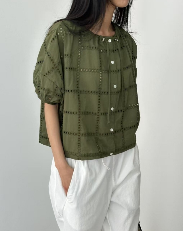 韓 燒花綁帶上衣 4色 size