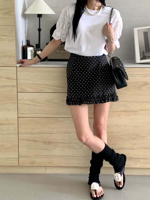 韓 袖織花上衣 2色