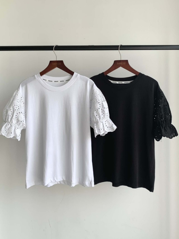 韓 袖織花上衣 2色