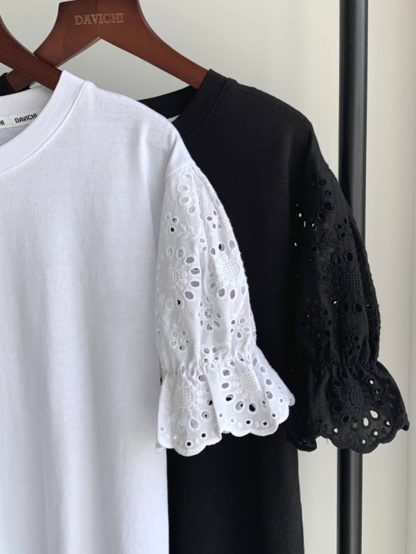 韓 袖織花上衣 2色