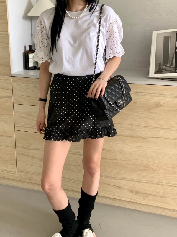 韓 袖織花上衣 2色