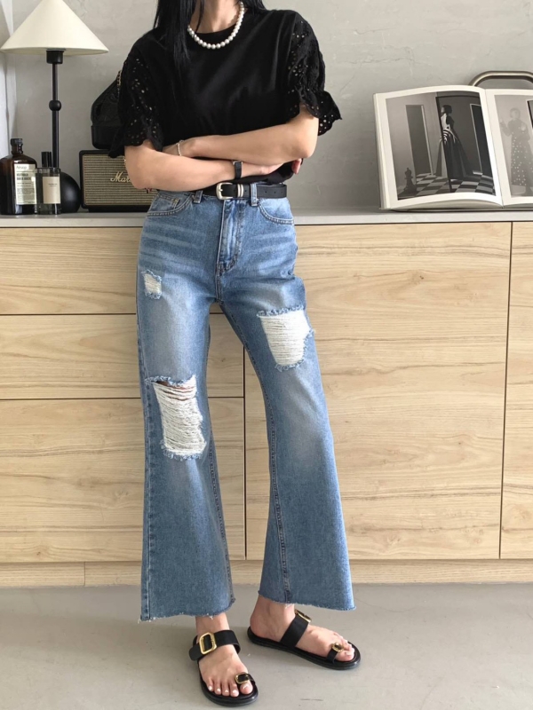 韓 袖織花上衣 2色