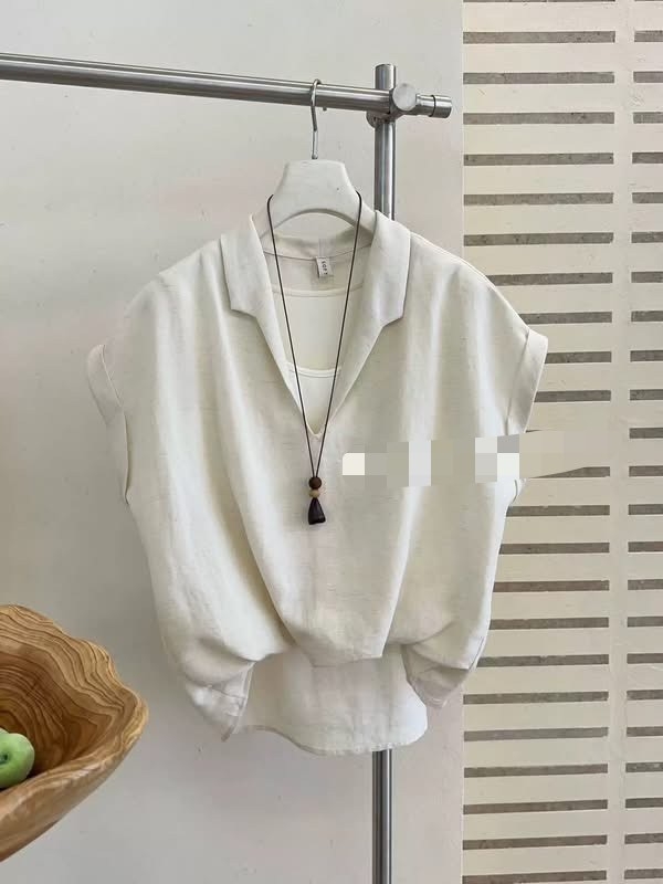 韓 假兩件式下抓摺上衣 4色