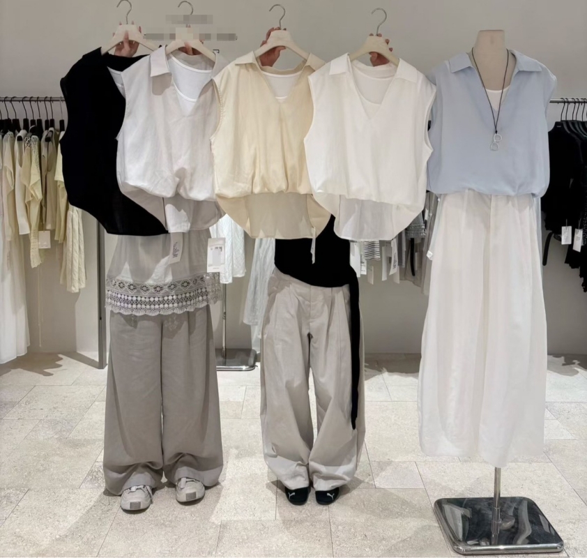 韓 假兩件式下抓摺上衣 4色