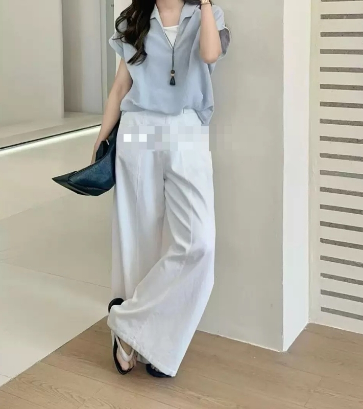 韓 假兩件式下抓摺上衣 4色