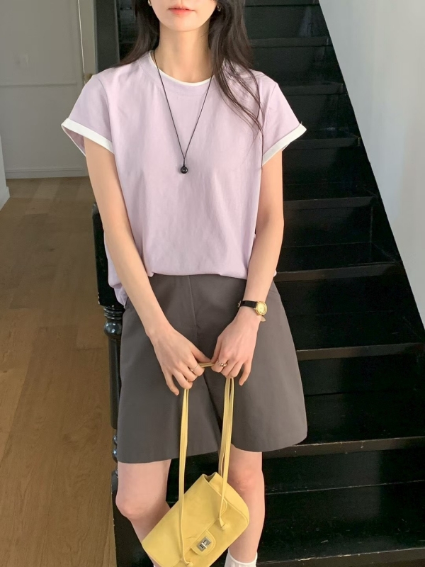 韓 袖配色上衣 10色