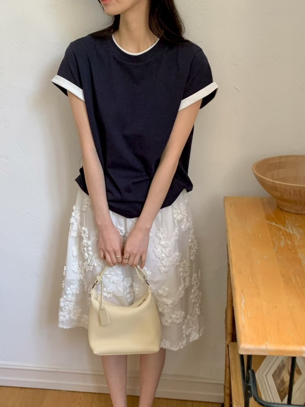 韓 袖配色上衣 10色