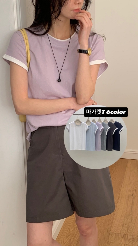 韓 袖配色上衣 10色