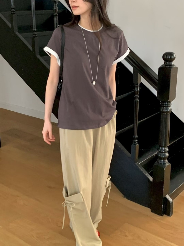 韓 袖配色上衣 10色