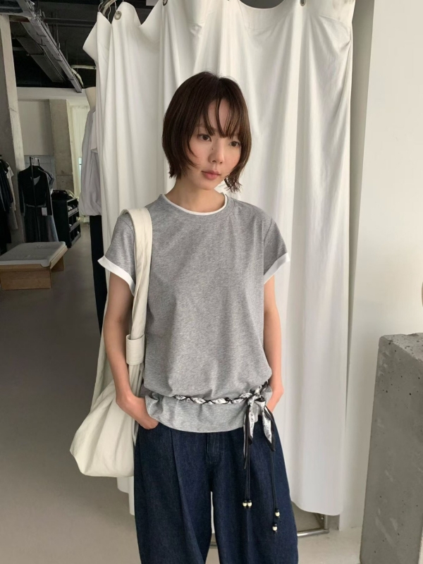 韓 袖配色上衣 10色