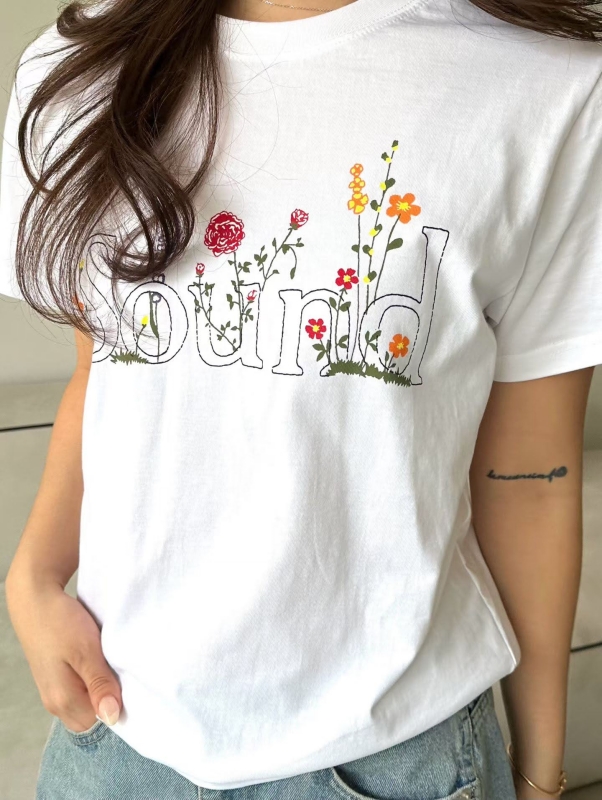 韓 英文字花上衣 2色