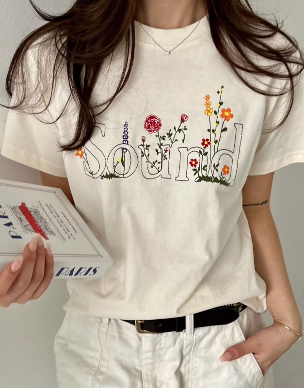 韓 英文字花上衣 2色