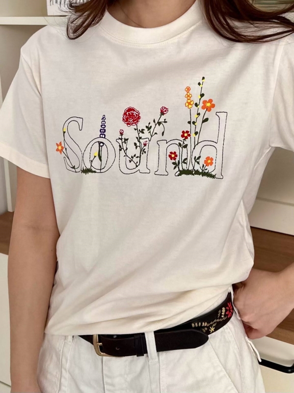 韓 英文字花上衣 2色