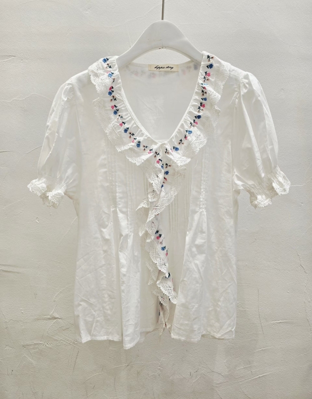 韓 小花領浪漫上衣