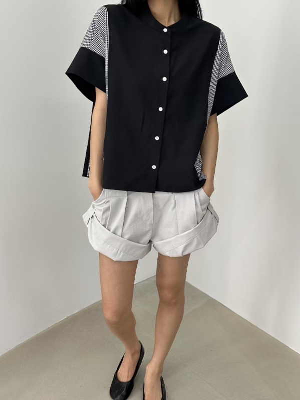韓 側接小格上衣 2色