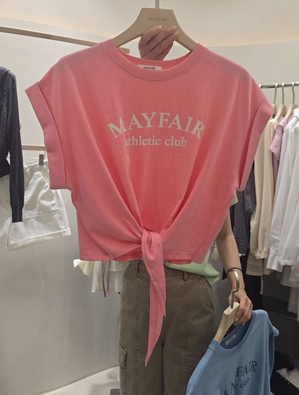 韓 下綁帶英文字上衣 3色 size
