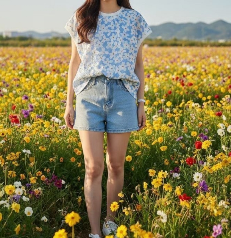 韓 小白花上衣 2色 size