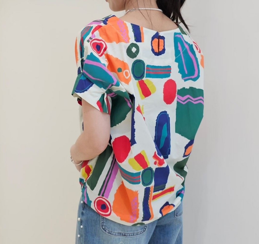 韓 幾何拚色塊上衣 2色 size