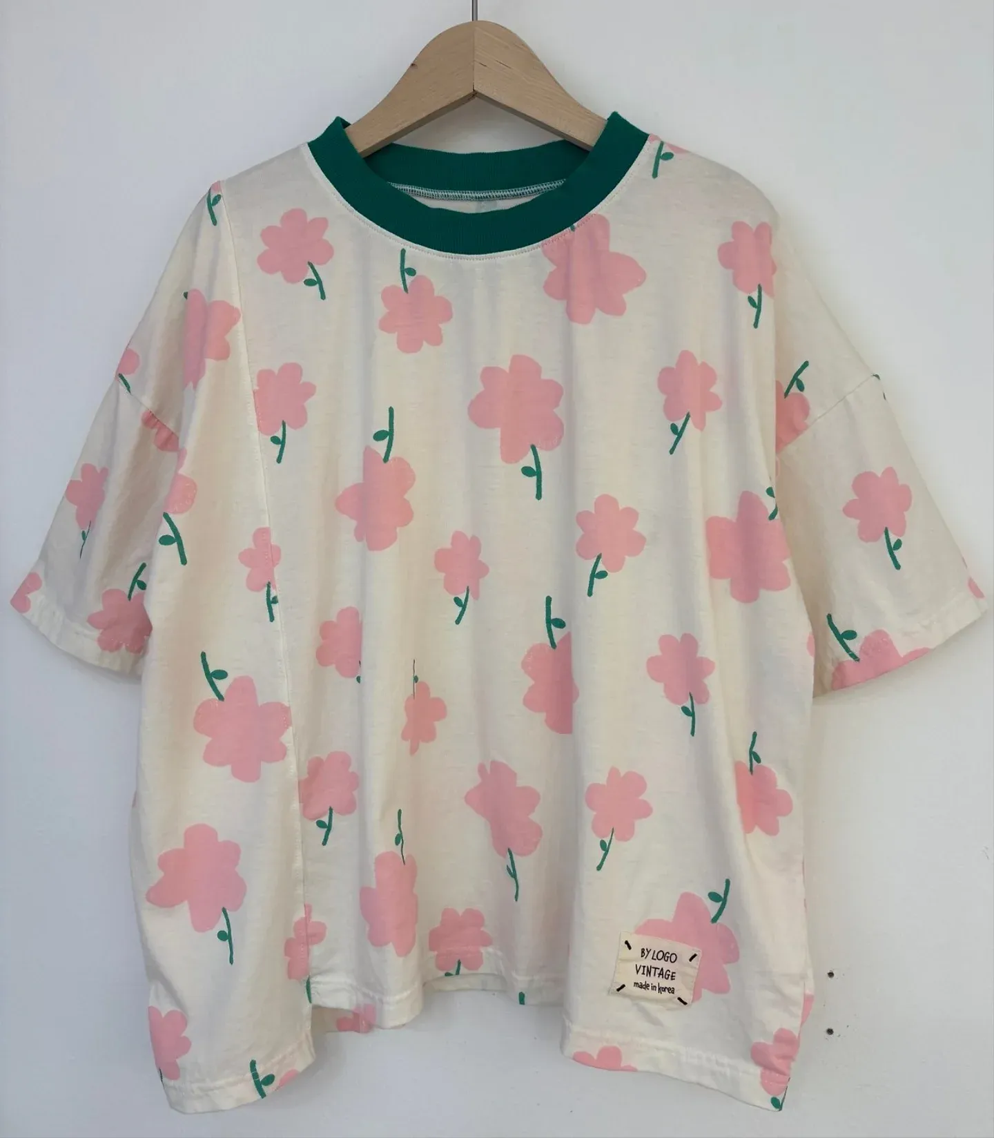 韓 寬鬆粉花上衣 2色