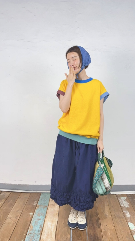 韓 配色袖上衣 5色