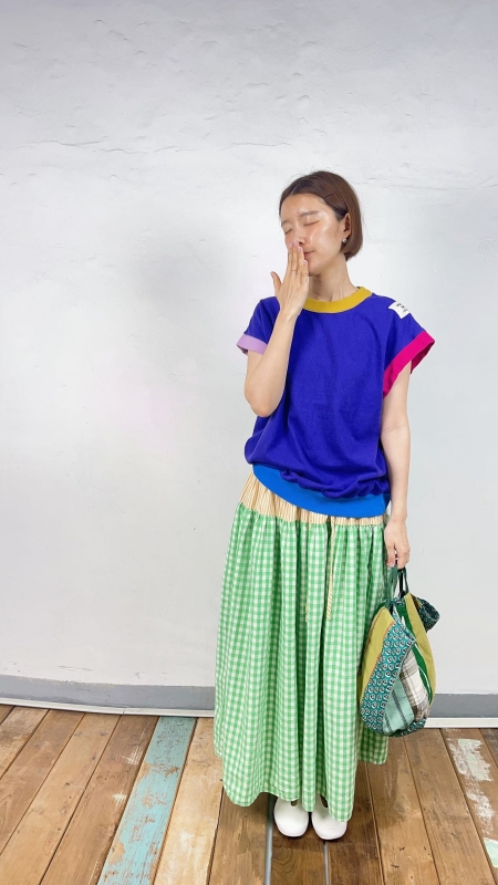 韓 配色袖上衣 5色