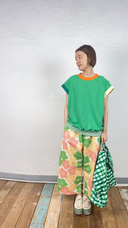 韓 配色袖上衣 5色