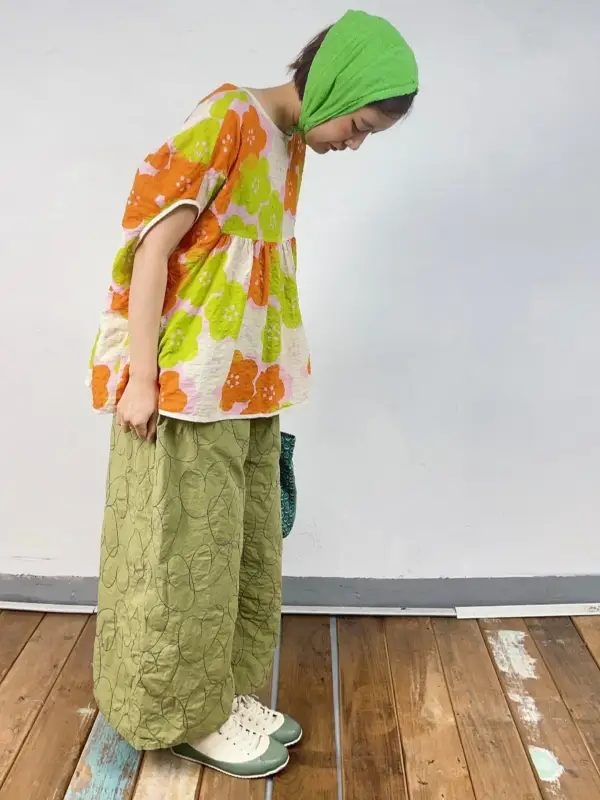 韓 配色大花上衣 3色