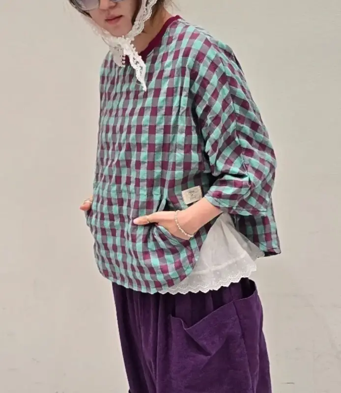韓 格文口袋上衣 4色