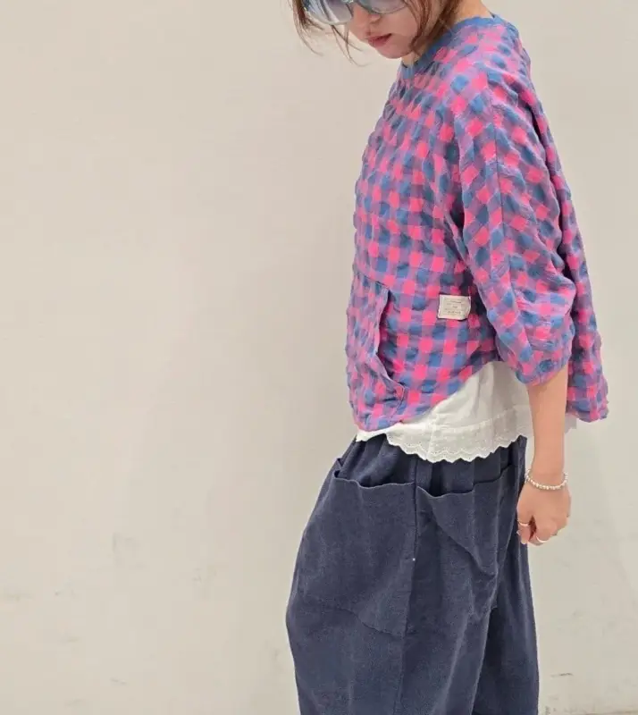 韓 格文口袋上衣 4色