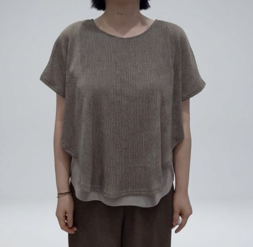 韓 假兩件式寬袖上衣 2色 size