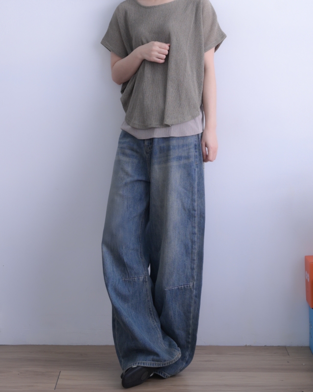 韓 假兩件式寬袖上衣 2色 size
