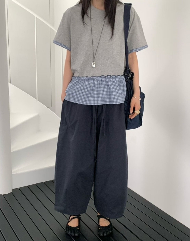 韓 下接布上衣 3色