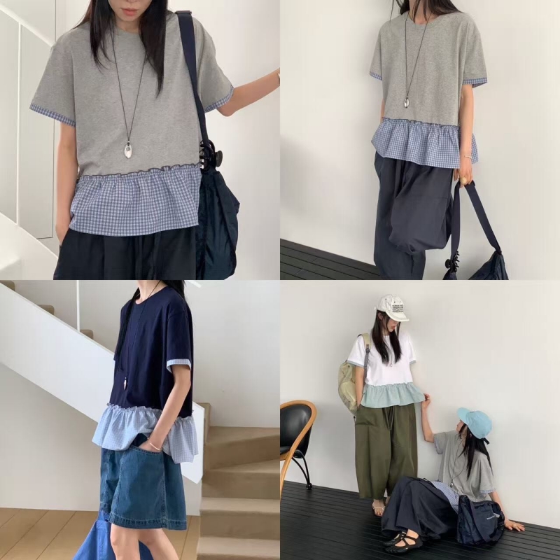 韓 下接布上衣 3色