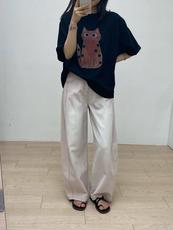 韓 點點貓上衣 2色 size